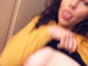 Cute curly haired teen plays with her tits 