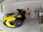 Roadside - Penelope sits her tight pussy down on our Mechanics thick dick