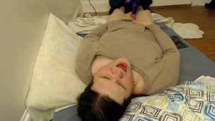 tgirl frotting with a vibrator