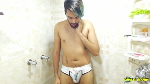 I piss on my white briefs, put them in my mouth and cum - Camilo Brown