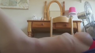 Teen playing in her room
