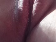 Girl takes off the heat, with ice in her pussy