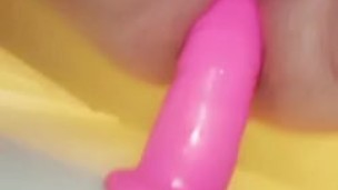 BBW fucks pink 9' dildo