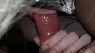 The blonde gnaws the cock.