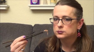Cute Goth Trans Girl Eating Calamari Salad