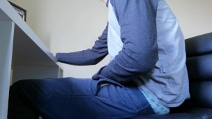 Hot young guy caught jerking off to porn