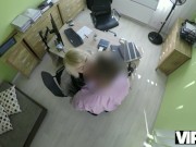 VIP4K. Magnificent lass swallows cock and gets banged in office