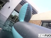 Leya and Lynn have a lesbian romp in a pool