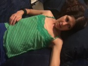 Hot amateur MILF laying on bed and giving blowjob with facial POV CIM