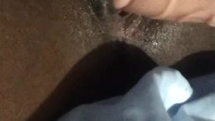 White dildo in my fat black wet pussy