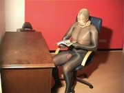 Total Shiny Pantyhose Nylon Encased Couple Office Fetish Fuck Stockings 1/16