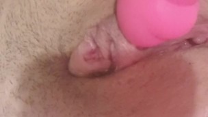 First time with toy, wet pussy