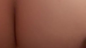 Fit white girl rides vibratory close up from behind