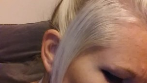 Hot blonde tattooed milf fucks herself with random food pt #1