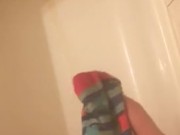 Master pisses and cums