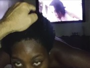 Ebony teen throat fucked by white cock - disciplined and restrained