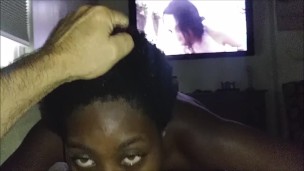 Ebony teen throat fucked by white cock - disciplined and restrained