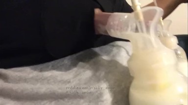 bbw big tit lactating milf huge nipples pumps milk montage