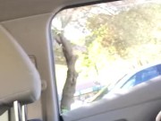Jerking off in public in a car. Big white cock