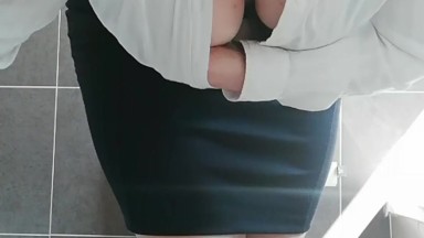 Horny BUSTY hairy secretary masturbate ass nd pussy pee during a meeting