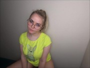 Nerdy Teen Rough Facefucked with Cum on Glasses  1/16