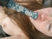 Turning Myself on by Deep Throating my Bad Dragon Dildo