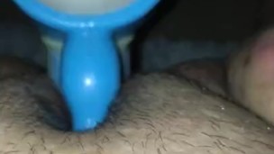 Moaning while fucking friends dildo