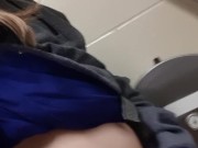 Peeing In A Public Stainless Steel Toilet During A Walk 4/16