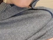 Peeing In A Public Stainless Steel Toilet During A Walk 9/16