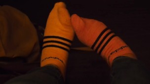 Teen Takes Off Socks And Stretches Her Toes