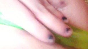 Beating the fuck out of my pussy and she's loving it. Pussy juice everywher