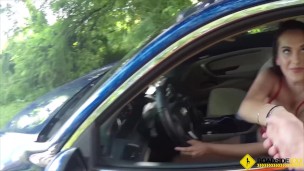 Roadside - big booty latina chick fucks her mechanic in the woods
