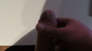 Jerking off on the table closeup