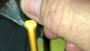 Sounding little dick with paint brush