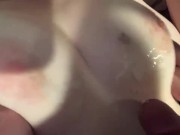 I cum on her tits - she sucks my finger 16/16