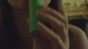 Sucking on my favourite dildo for daddy
