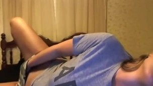 Big tit army wife masturbating with a toy on webcam