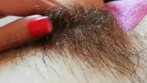Huge clitoris in the hairy bush