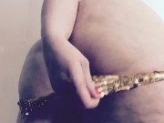 Thick blonde Carlycurvy teasing in glitter belt 13/16
