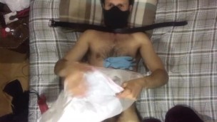 Vibrator, latex gloves, breathplay, oily masterbation