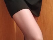 schoolgirl in a skirt and pantyhose showed herself on camera 2/16