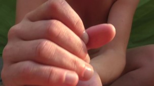 Hand Job on balcony above restaurant in centrum city with cum on my tits