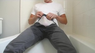 Pissing grey pants, white briefs, and piss drinking Lapetus