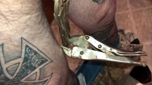 Torturing my dick with vice grips