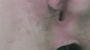 Guy with pussy doing hardcore DP with visible throbbing cum / orgasm