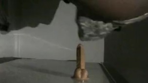 Black soldier rides dildo and jerks off different POV
