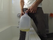 Pissing jeans outdoors 5 times and pouring piss all over myself