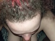 Chubby blowjob, gagging, choking on cock, loud orgasm 8/16