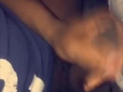 Big veiny black dick jerking off and cuming in bed