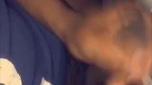 Big veiny black dick jerking off and cuming in bed